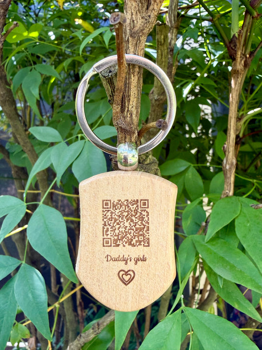 Custom Father’s Day Memory QR Code Keychain | Scan to View Photos, Videos, & Messages