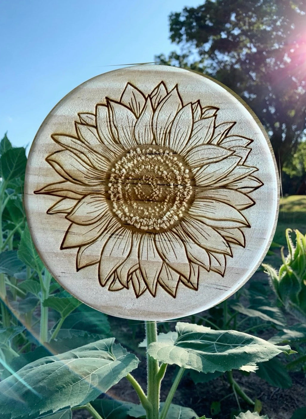 Rustic Sunflower Wooden Coaster Set | Laser Engraved | Set of 4