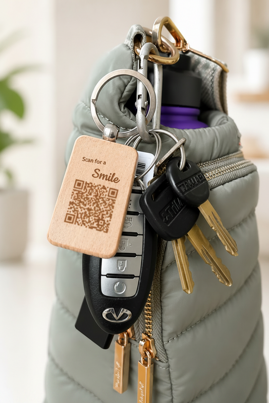 Pocket Memories™ QR Keychain | Personalized Laser Engraved QR Code Gift for Photos, Videos, Spotify Playlists & Messages