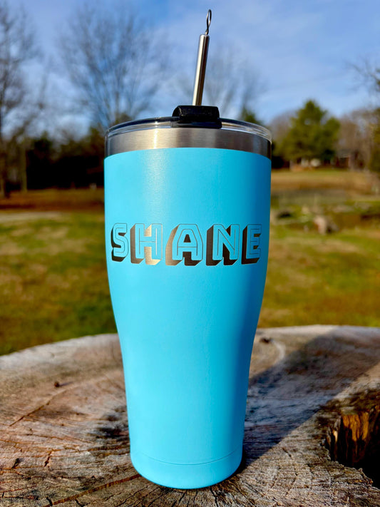 Personalized Laser Engraved Tumbler | Custom Stainless Steel Cup with Name, Logo or Monogram